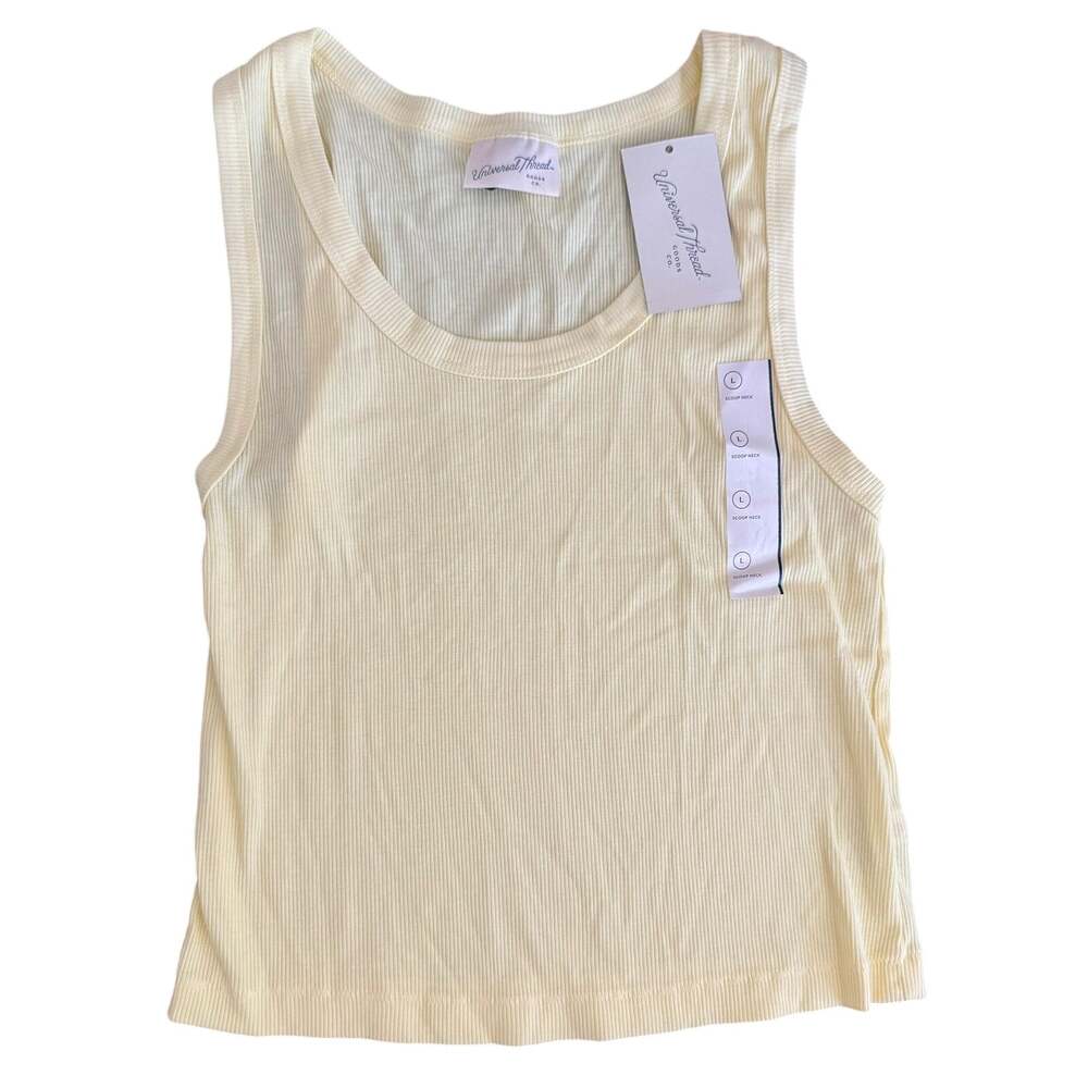 Universal Thread Solid Yellow Ribbed Tank Top NEW - Picture 2 of 7